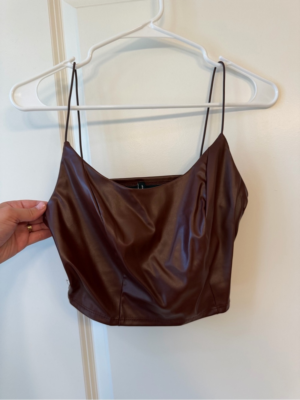 ASOS Brown Faux Leather Cropped Cami Top size 6